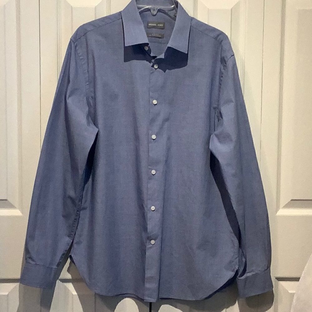 MICHAEL KORS PINSTRIPE‎ BUTTON DOWN LONG SLEEVE SHIRT SIZE 16.5 (LARGE)